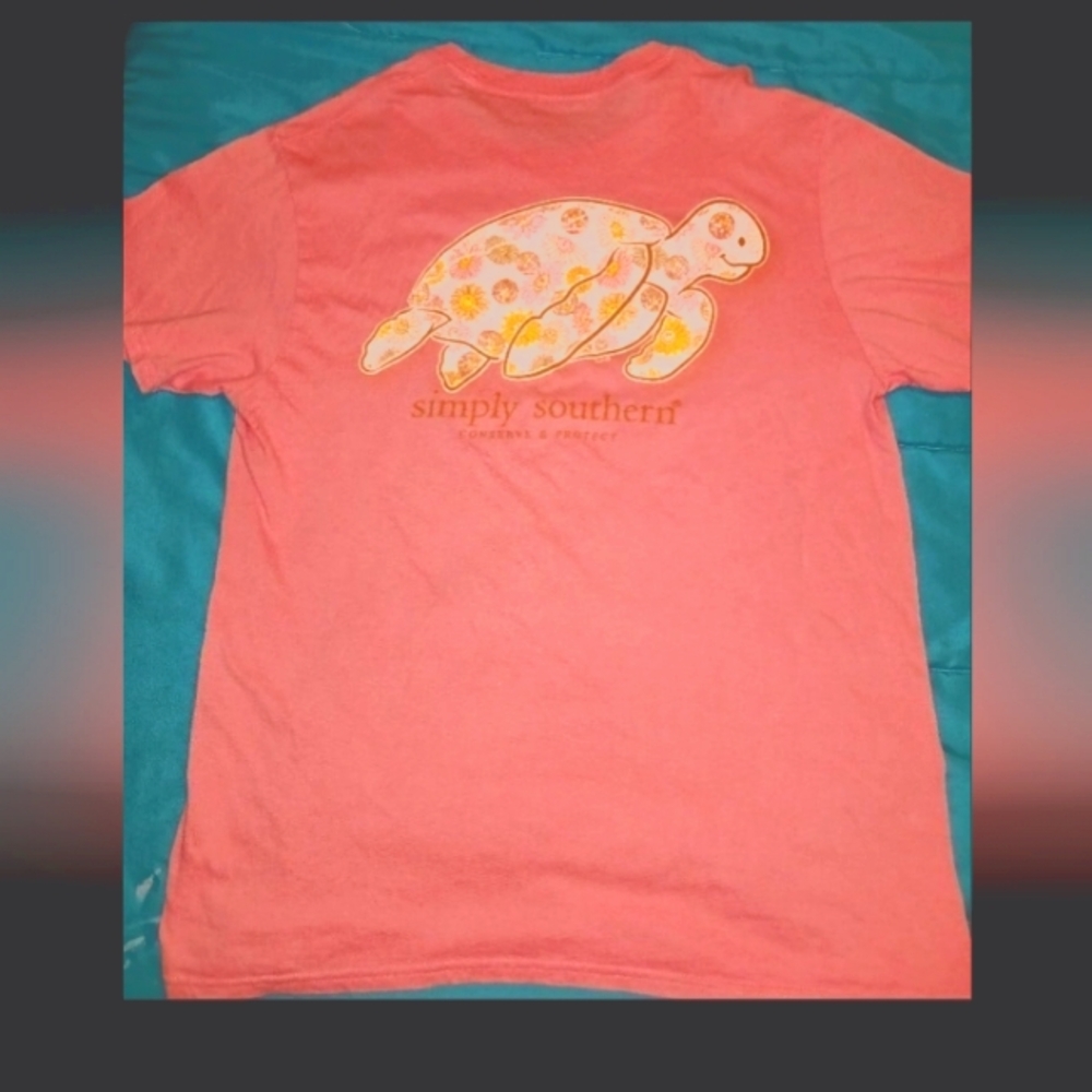 Simply Southern Pink T-Shirt with Turtle Design